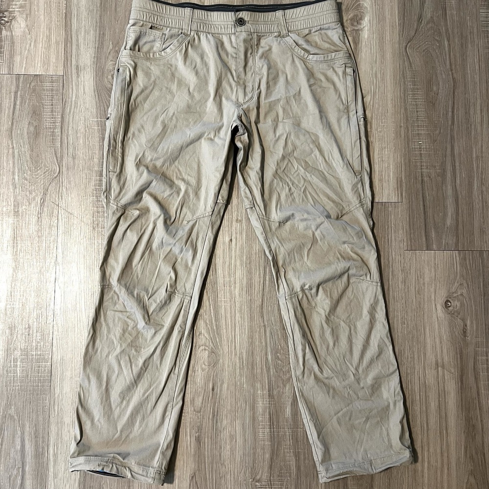 Kuhl Outdoor Pants Mens XL Tan Good Elastic Waist Hiking Utility Cinch Hem